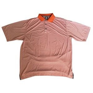 FootJoy Men's Polo Shirt - Orange and White Stripes Sz L